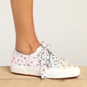 Superga 2750 Flower Pink Floral Mix Print Lace-Up Sneakers
